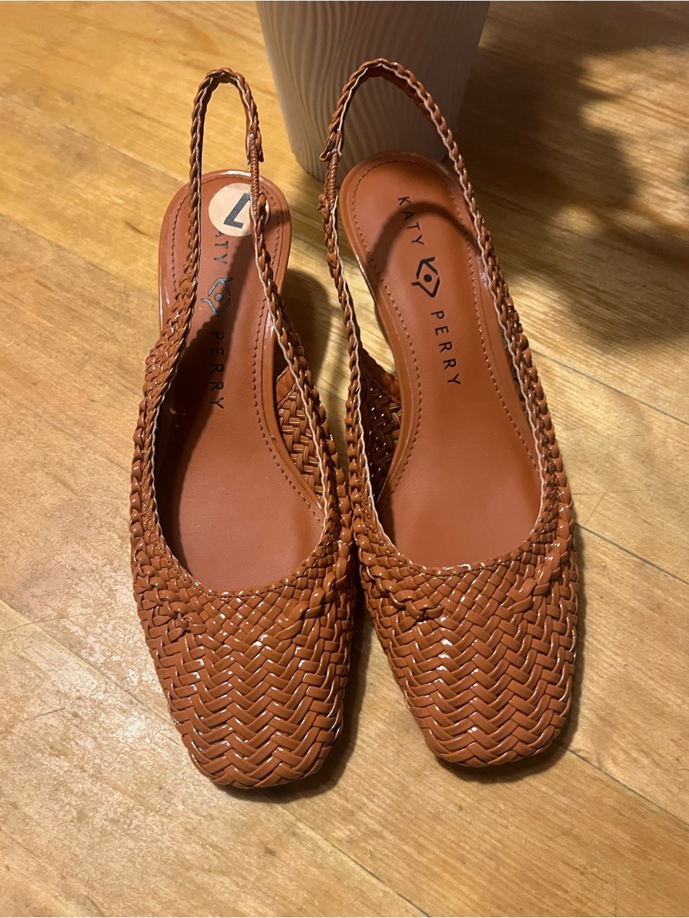Katy Perry Collections Laterr Woven  Slingback Kitten Heel Clay Size 7 NWOB
